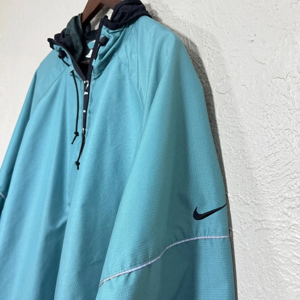 Vtg 90s‎ Nike Anorak Jacket Lg Ripstop Windbreaker Spellout Logo Streetwear Y2K